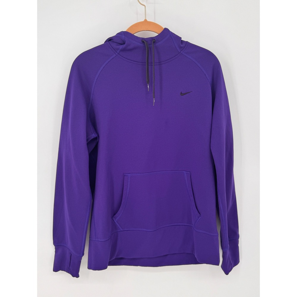 Nike Hoodie Womens Large Purple EUC Therma-FIT Thumbhole Pullover Sweatshirt